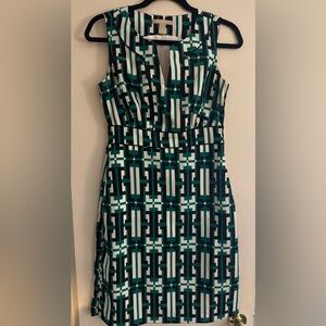 Banana Republic Geometric Midi Dress - Black, White, Green